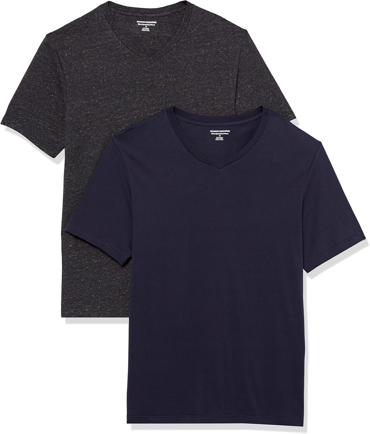 image:imageAmazon Essentials Mens Cotton ShortSleeve VNeck TShirts Pack of 2NavyCharcoal Heather