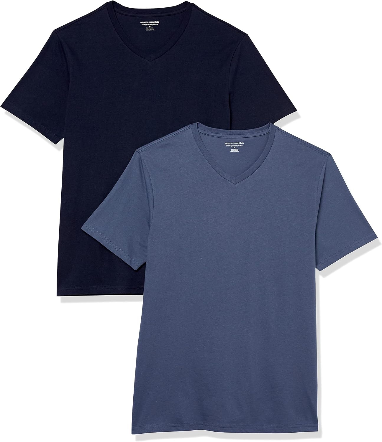 image:imageAmazon Essentials Mens Cotton ShortSleeve VNeck TShirts Pack of 2NavyDark Blue