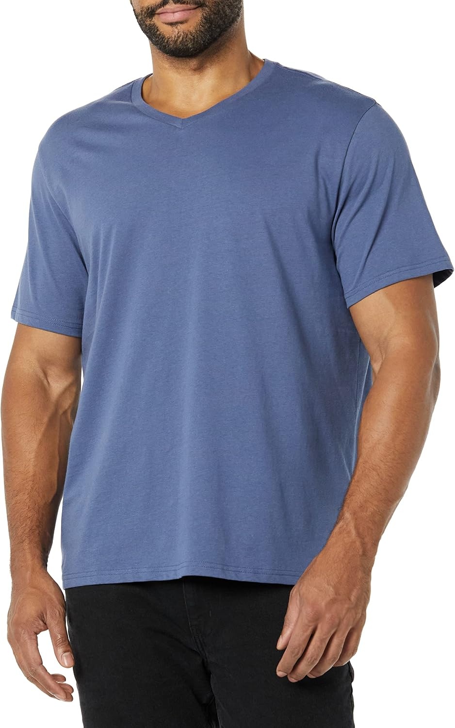 image:imageAmazon Essentials Mens Cotton ShortSleeve VNeck TShirts Pack of 2NavyDark Blue