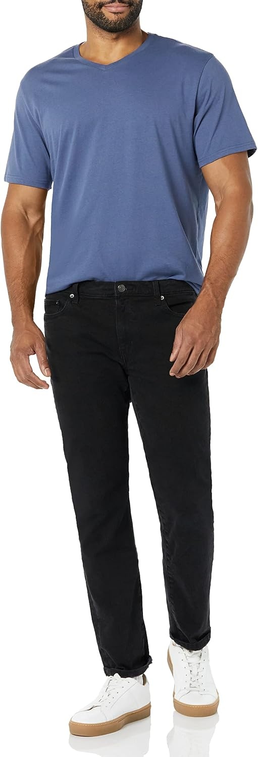 image:imageAmazon Essentials Mens Cotton ShortSleeve VNeck TShirts Pack of 2NavyDark Blue