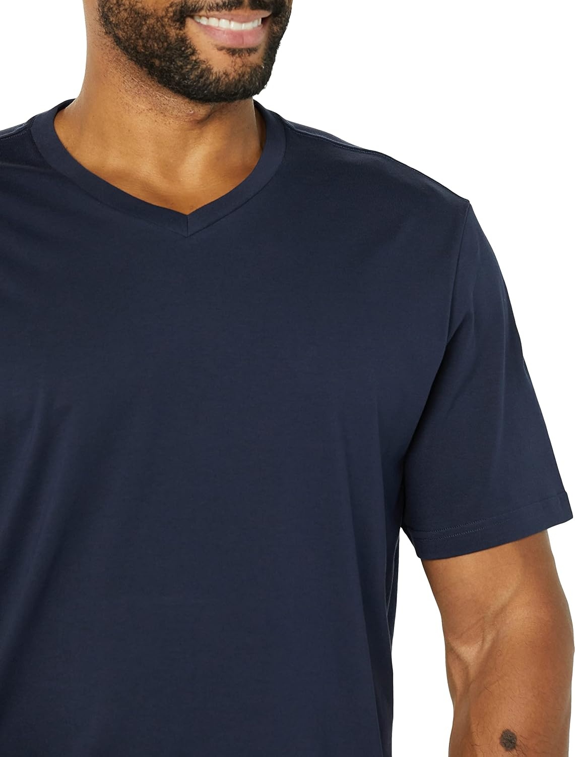 image:imageAmazon Essentials Mens Cotton ShortSleeve VNeck TShirts Pack of 2NavyDark Red