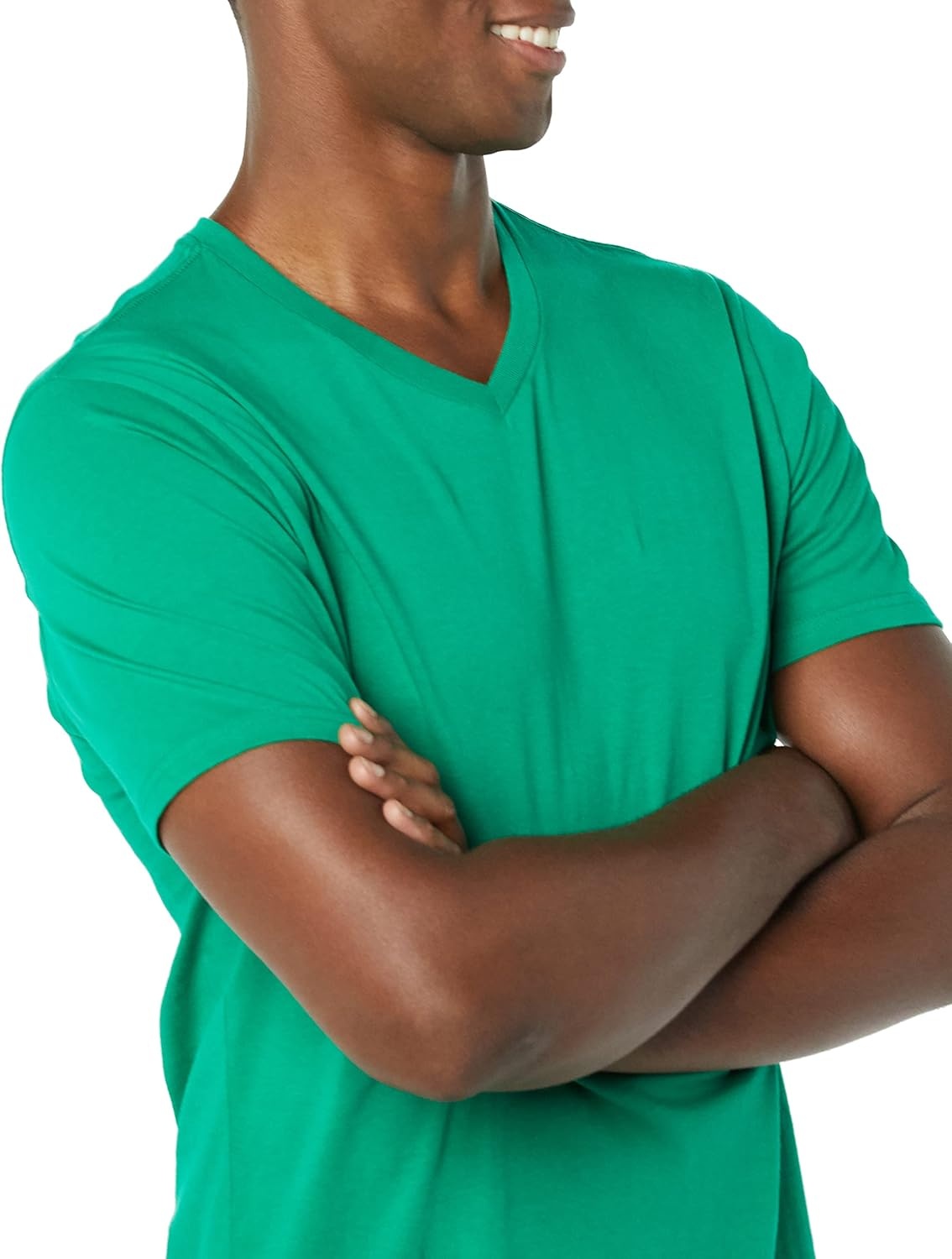 image:imageAmazon Essentials Mens Cotton ShortSleeve VNeck TShirts Pack of 2NavyGreen