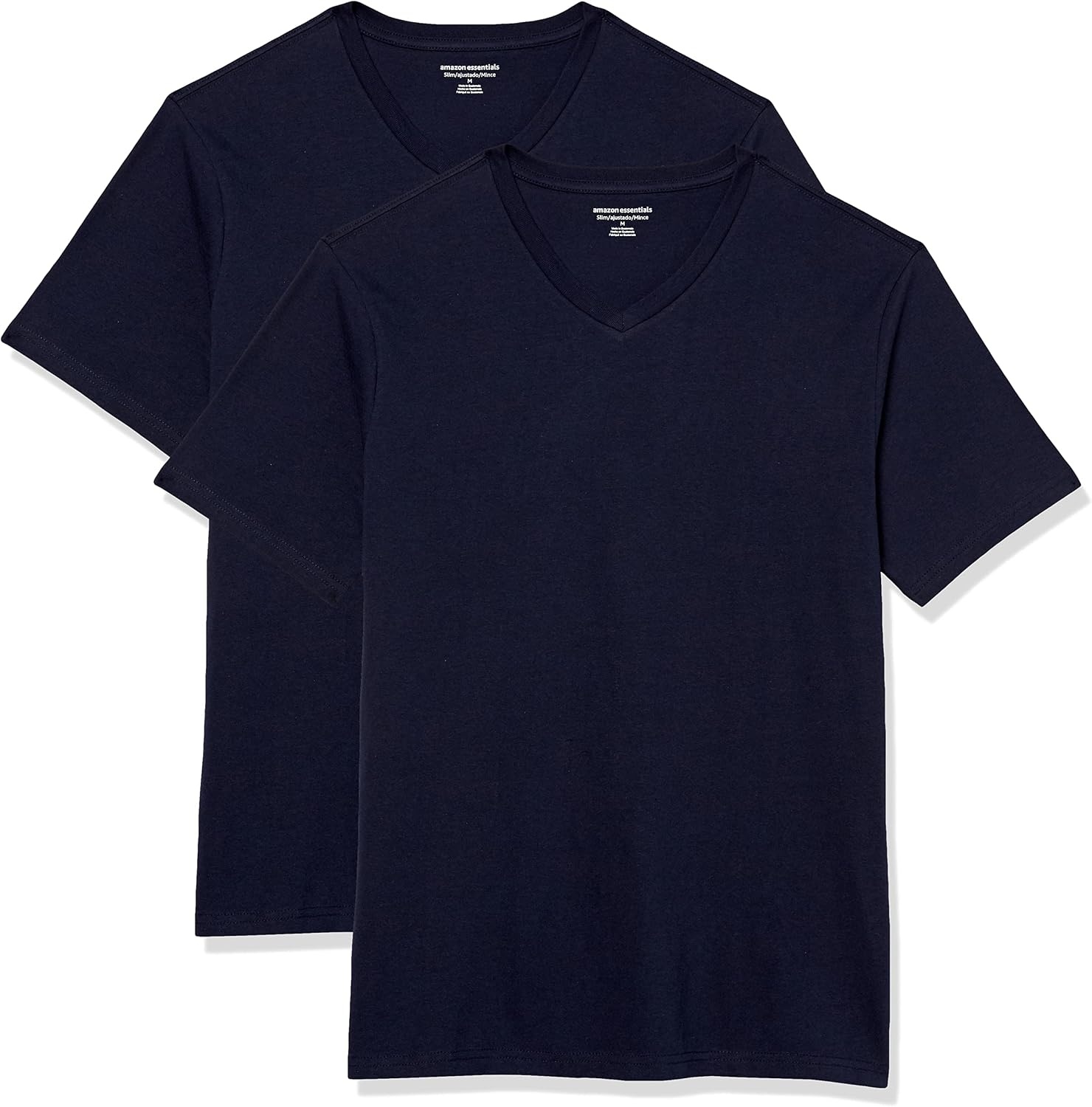 image:imageAmazon Essentials Mens Cotton ShortSleeve VNeck TShirts Pack of 2NavyNavy