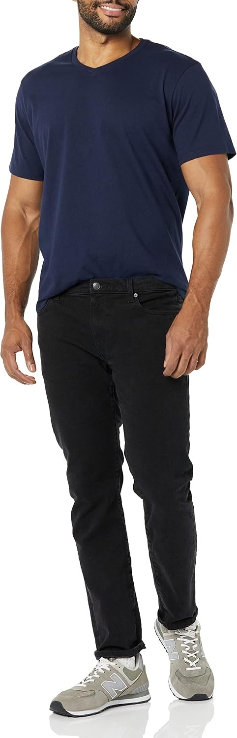 image:imageAmazon Essentials Mens Cotton ShortSleeve VNeck TShirts Pack of 2NavyNavy