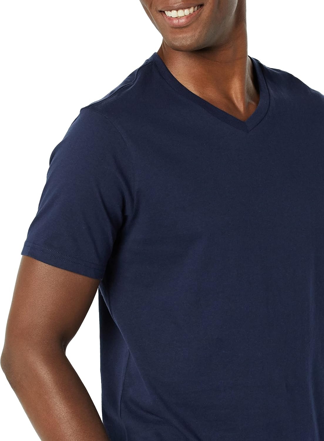 image:imageAmazon Essentials Mens Cotton ShortSleeve VNeck TShirts Pack of 2NavyNavy