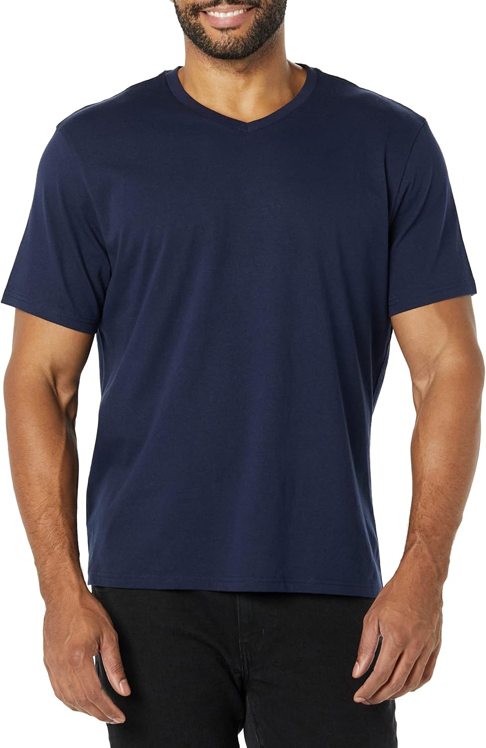 image:imageAmazon Essentials Mens Cotton ShortSleeve VNeck TShirts Pack of 2NavyNavy