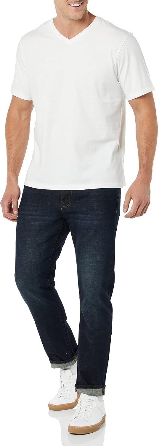 image:imageAmazon Essentials Mens Cotton ShortSleeve VNeck TShirts Pack of 2WhiteAqua