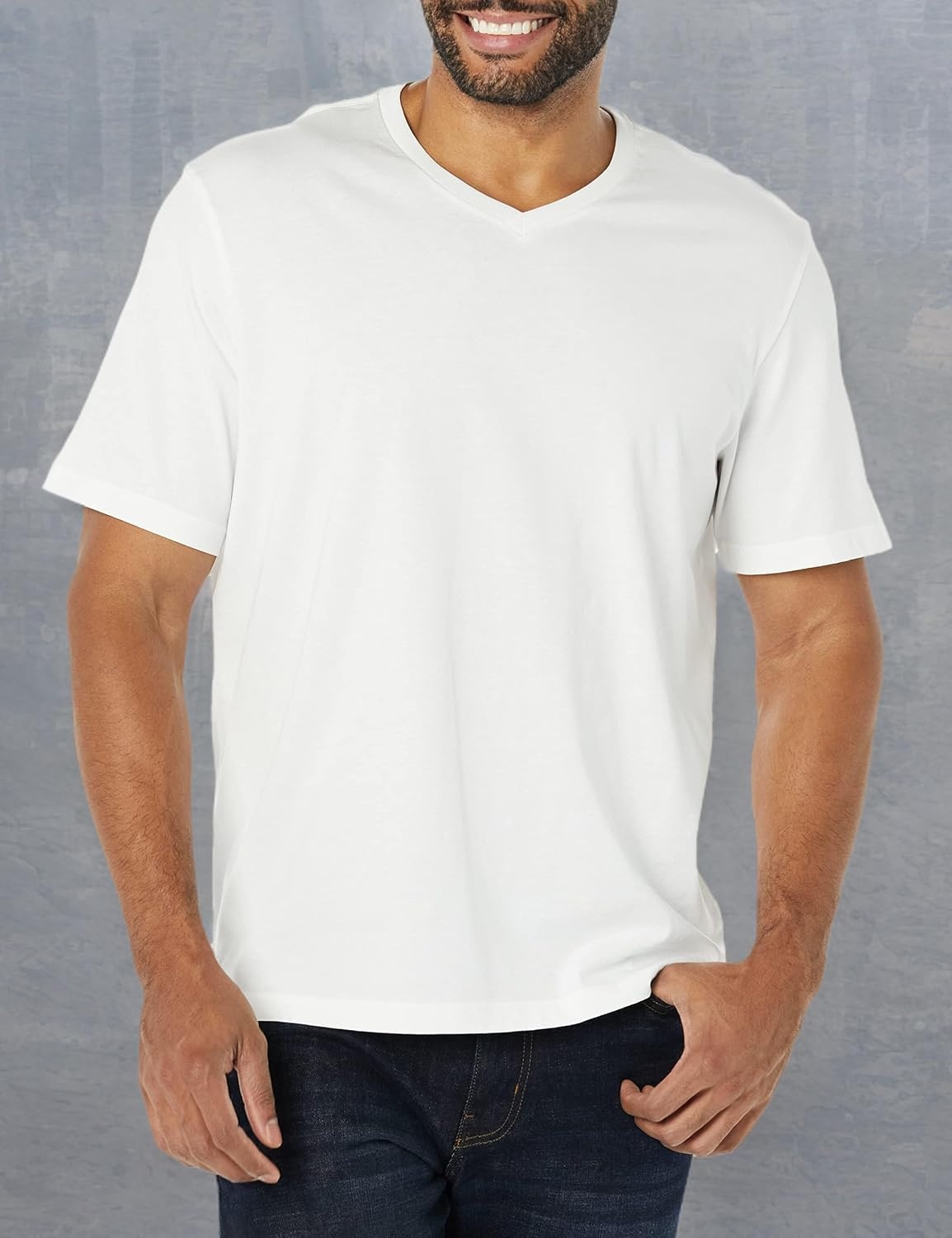 image:imageAmazon Essentials Mens Cotton ShortSleeve VNeck TShirts Pack of 2WhiteAqua