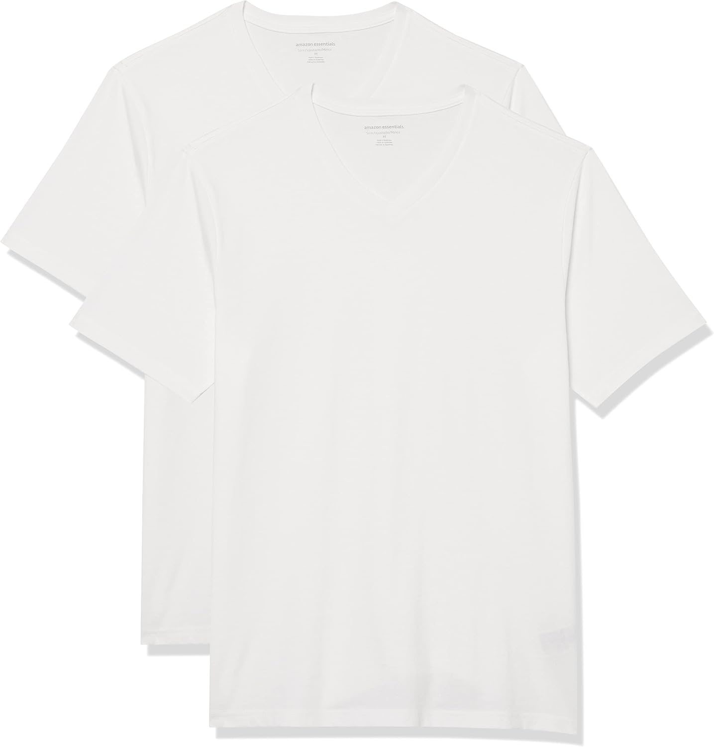 image:imageAmazon Essentials Mens Cotton ShortSleeve VNeck TShirts Pack of 2WhiteWhite