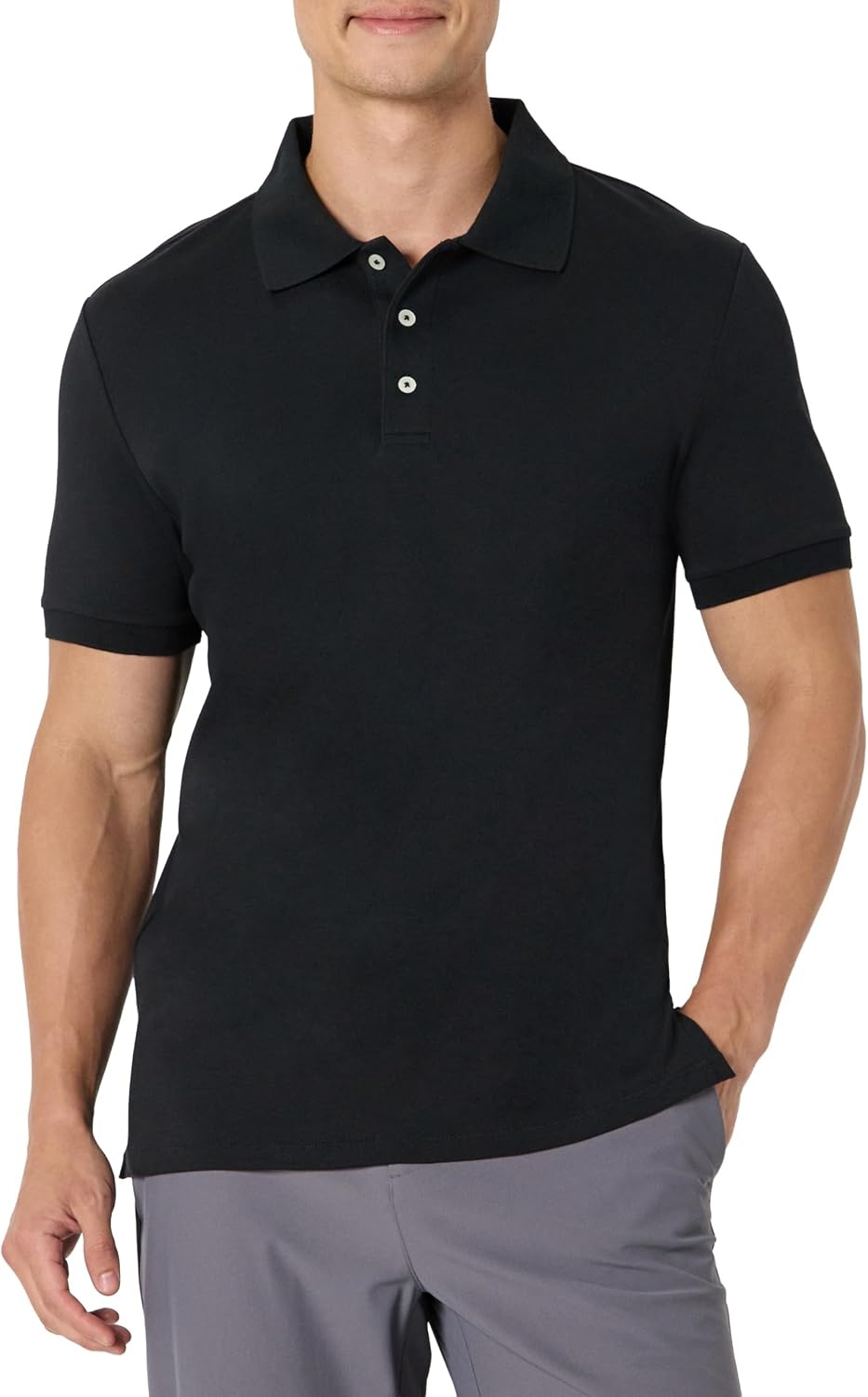 image:imageAmazon Essentials Mens Interlock Polo ShirtBlack