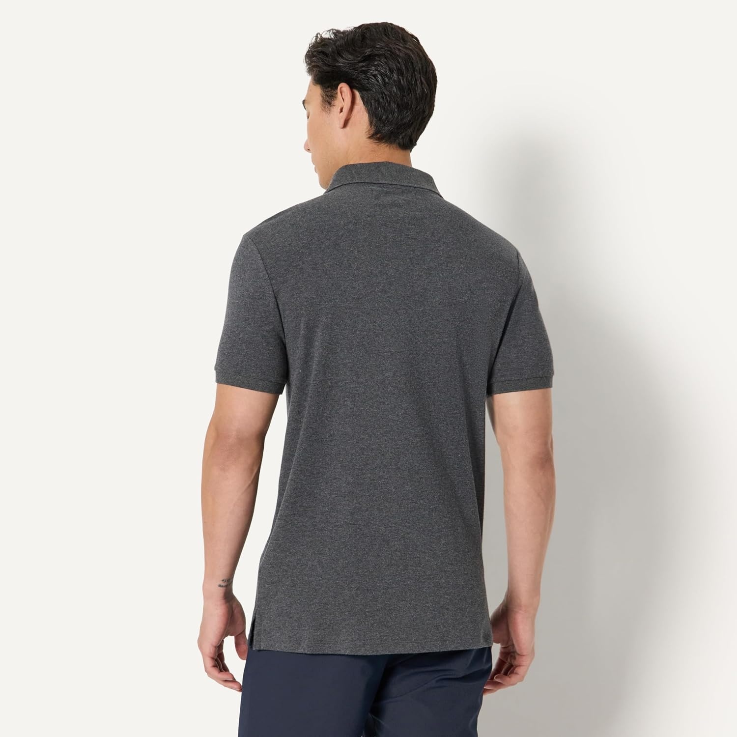image:imageAmazon Essentials Mens Interlock Polo ShirtCharcoal Heather