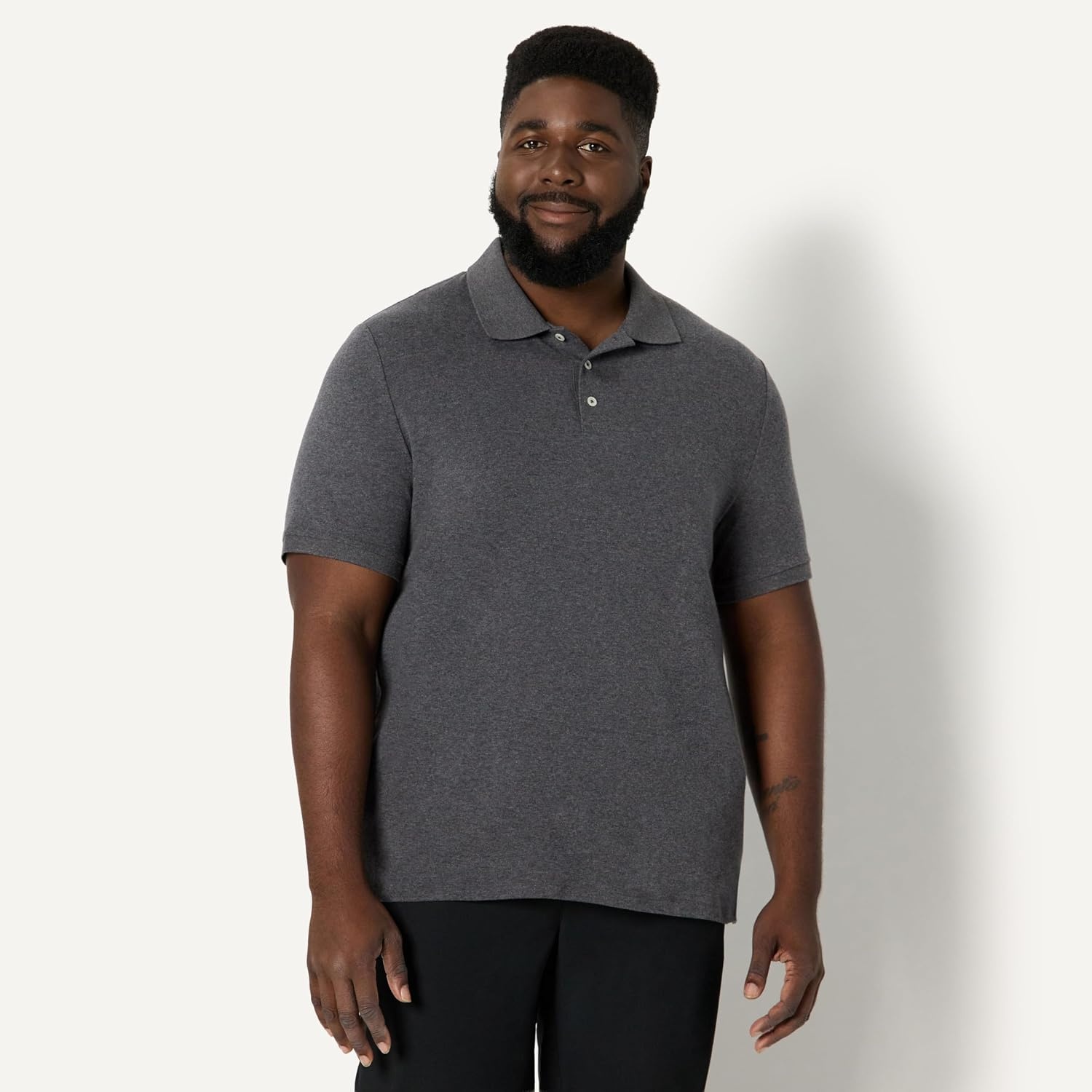 image:imageAmazon Essentials Mens Interlock Polo ShirtCharcoal Heather