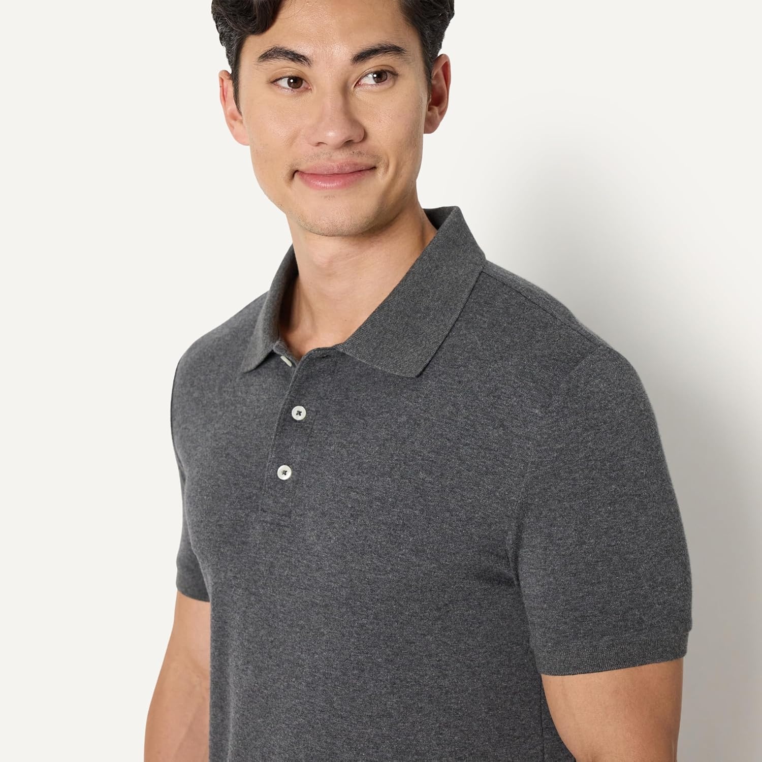 image:imageAmazon Essentials Mens Interlock Polo ShirtCharcoal Heather
