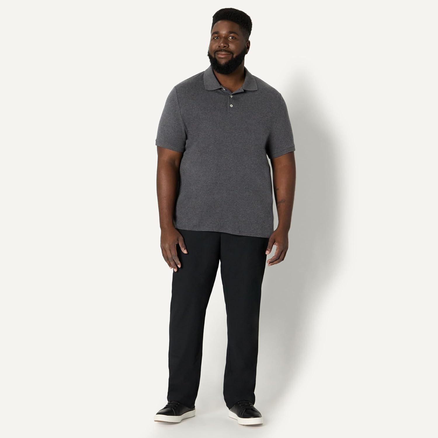 image:imageAmazon Essentials Mens Interlock Polo ShirtCharcoal Heather