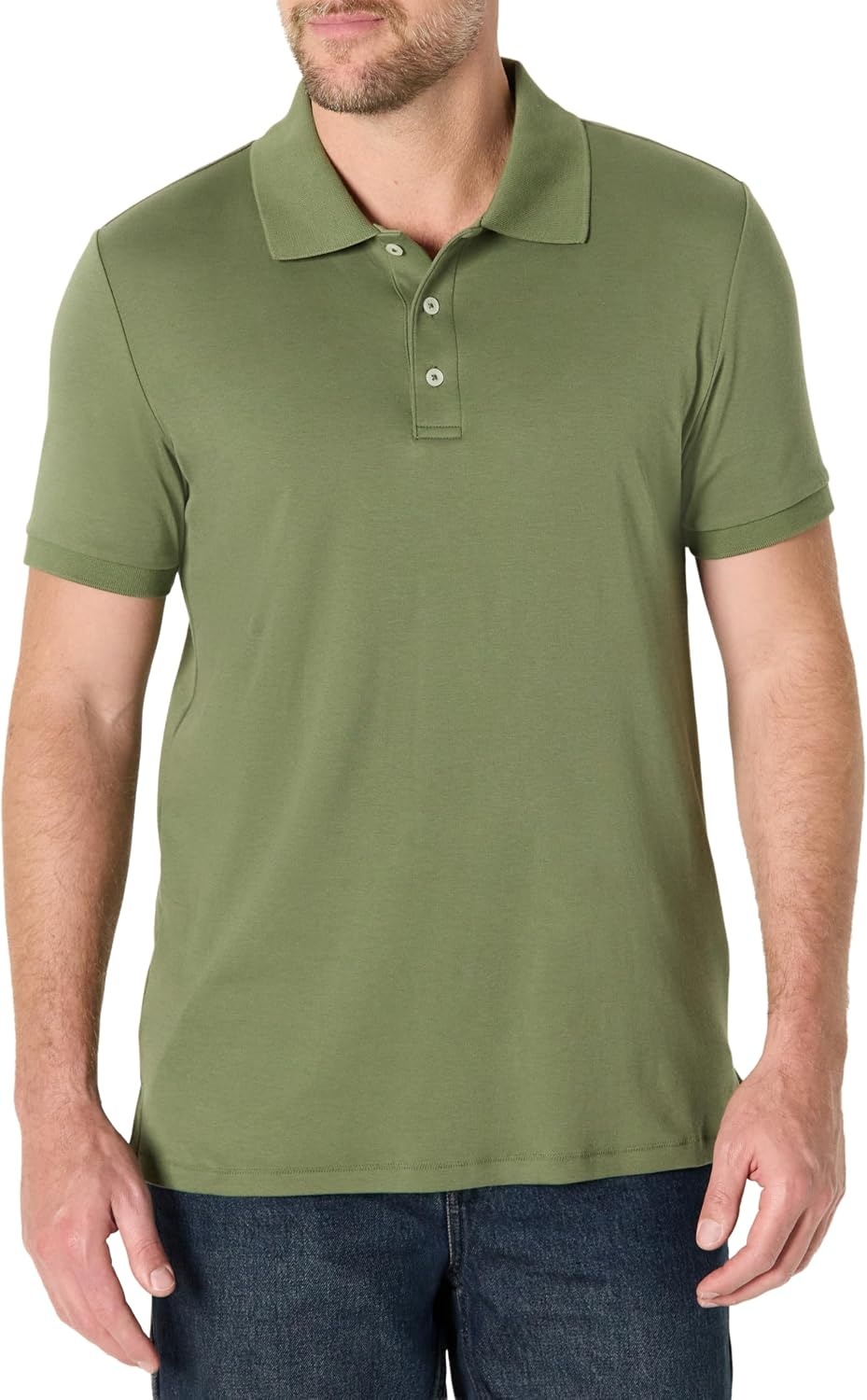 image:imageAmazon Essentials Mens Interlock Polo ShirtDark Olive