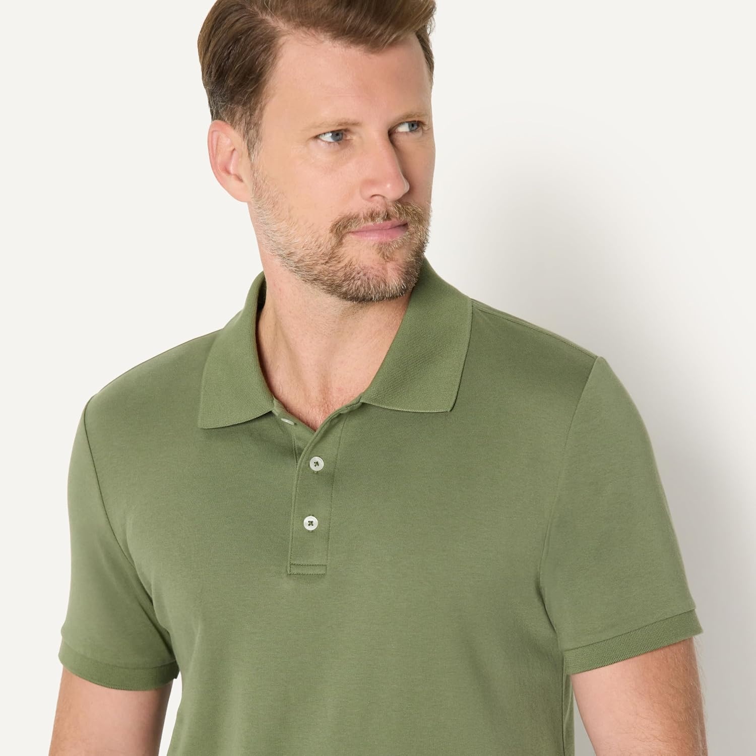 image:imageAmazon Essentials Mens Interlock Polo ShirtDark Olive