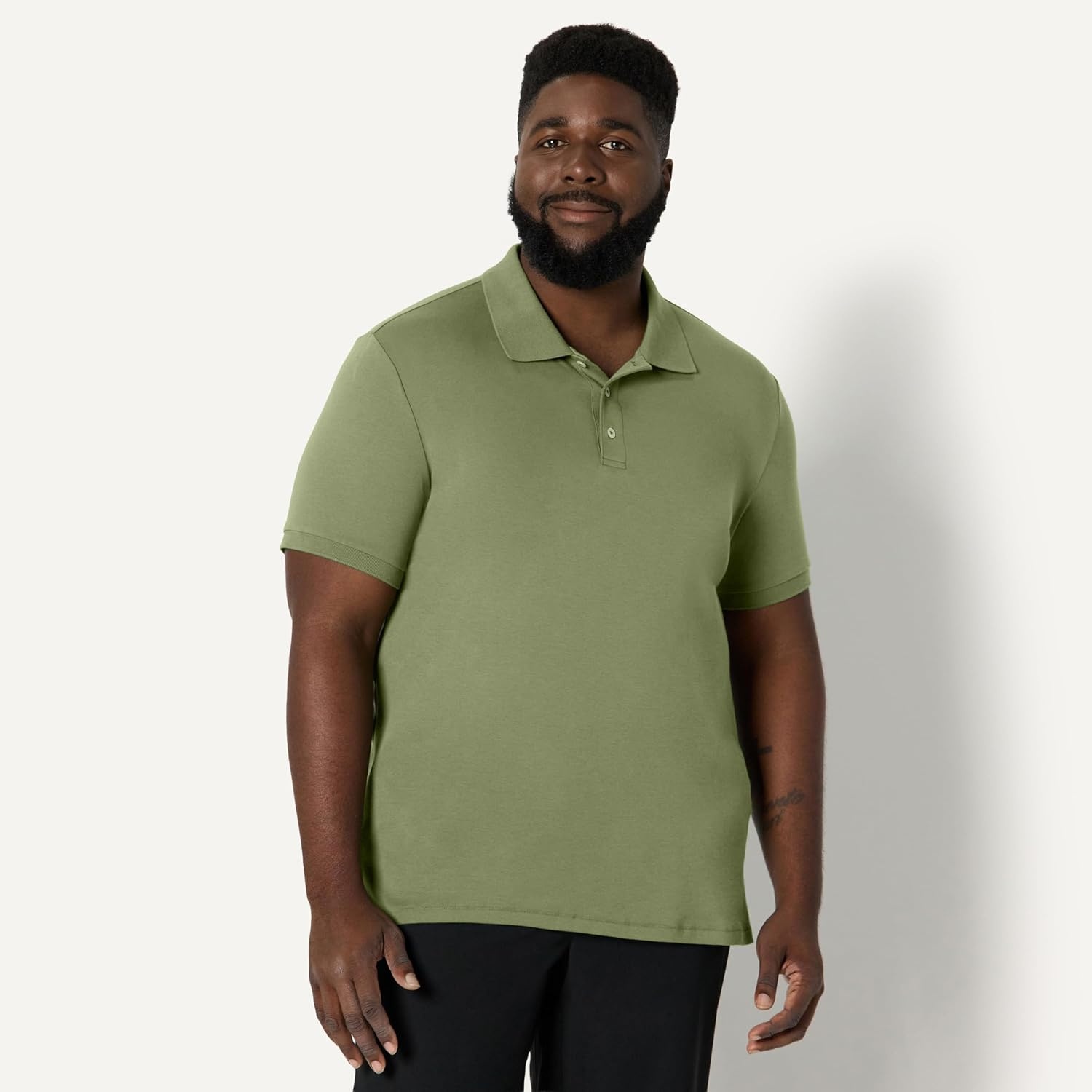 image:imageAmazon Essentials Mens Interlock Polo ShirtDark Olive