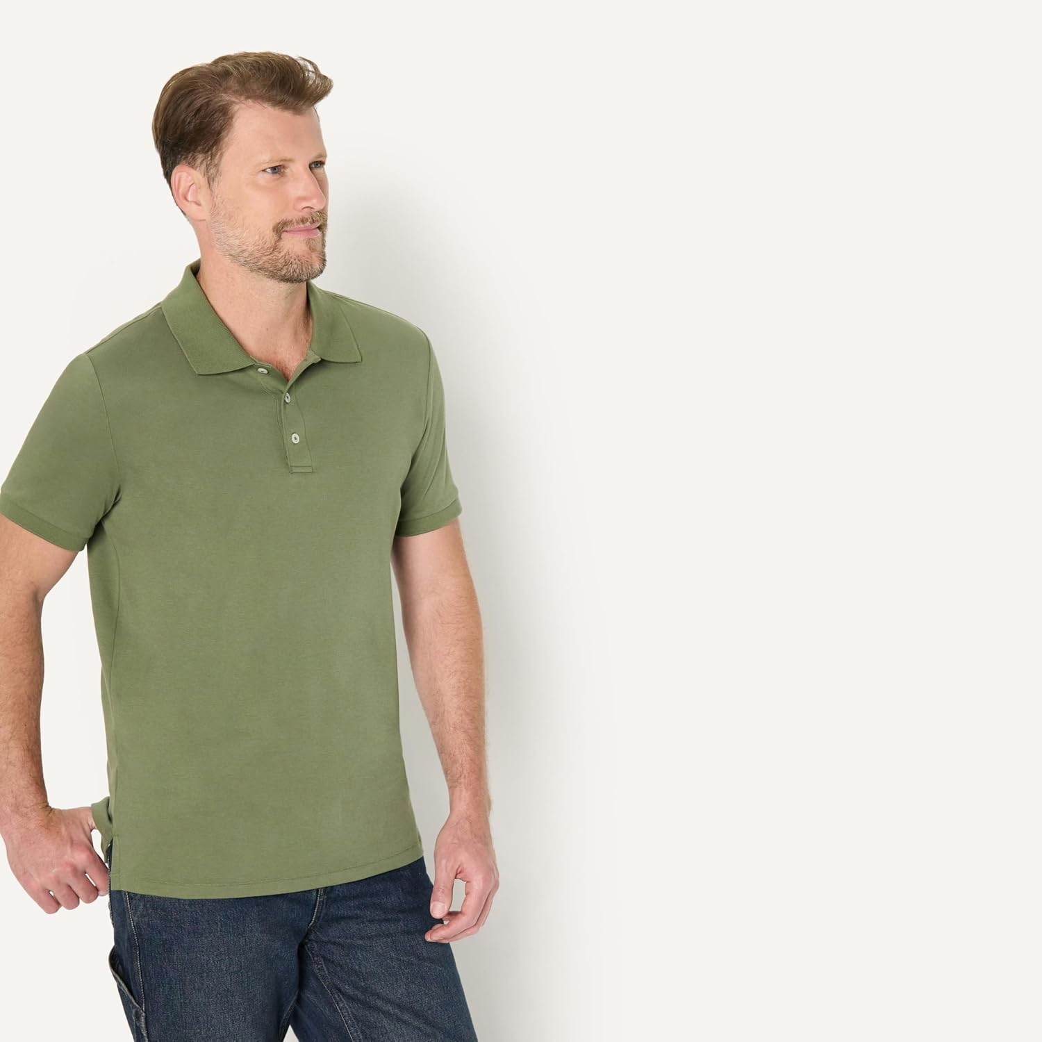 image:imageAmazon Essentials Mens Interlock Polo ShirtDark Olive