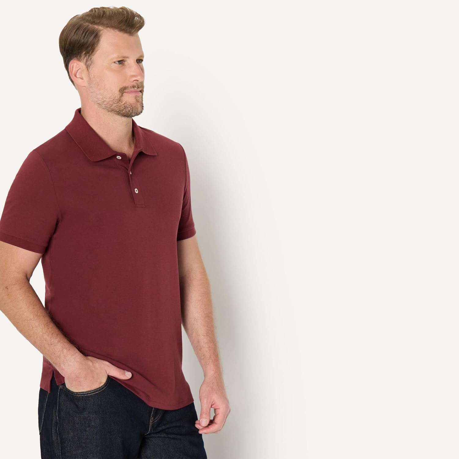 image:imageAmazon Essentials Mens Interlock Polo ShirtRich Burgundy