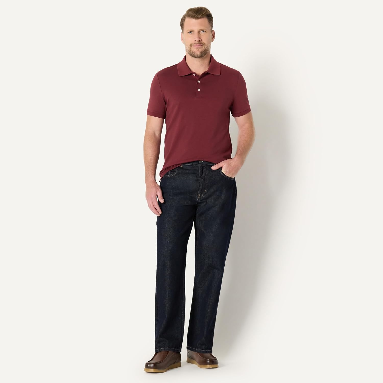 image:imageAmazon Essentials Mens Interlock Polo ShirtRich Burgundy