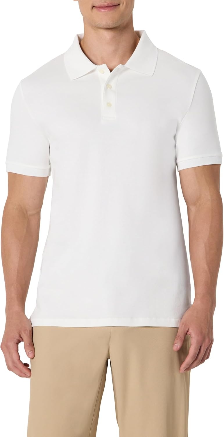 image:imageAmazon Essentials Mens Interlock Polo ShirtWhite