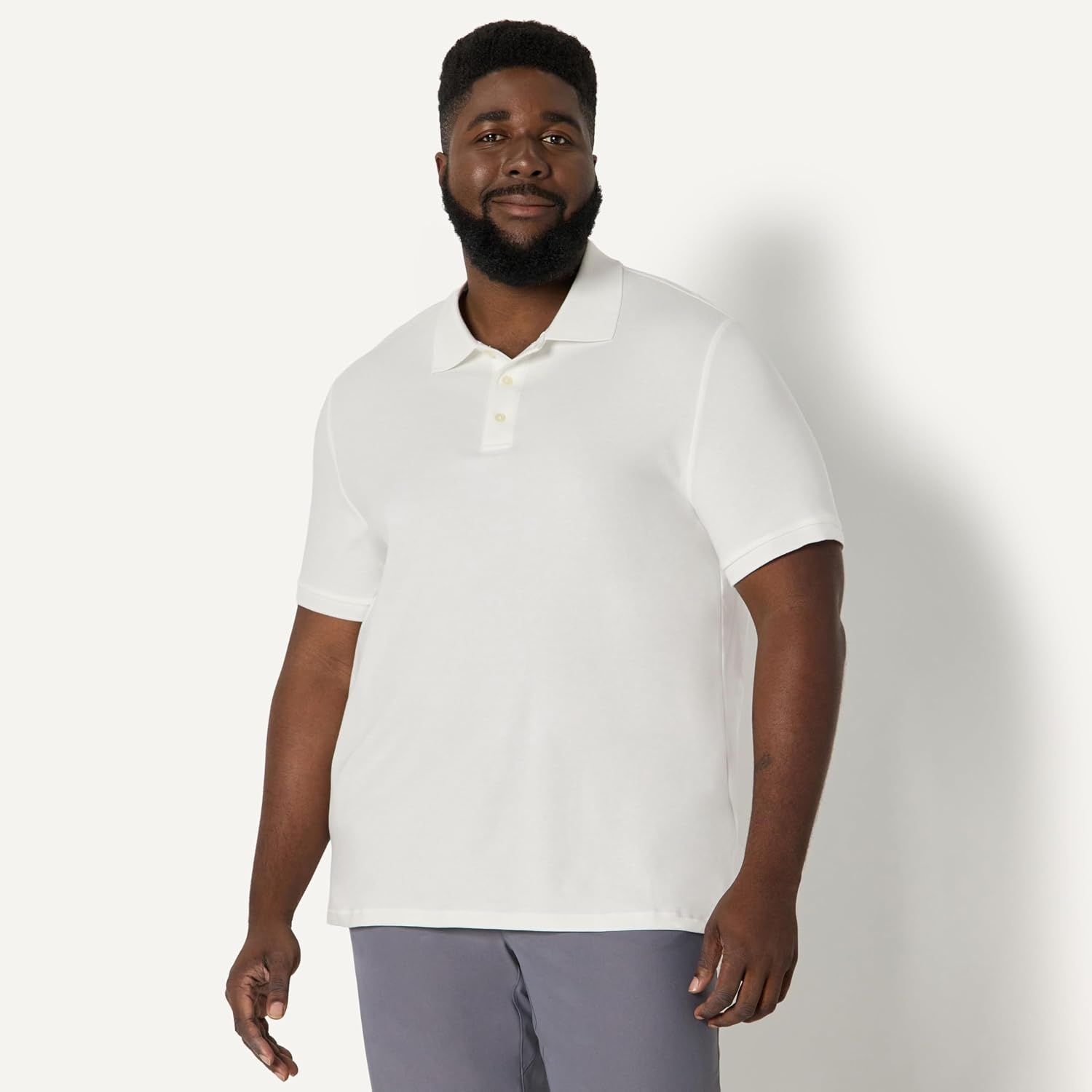 image:imageAmazon Essentials Mens Interlock Polo ShirtWhite
