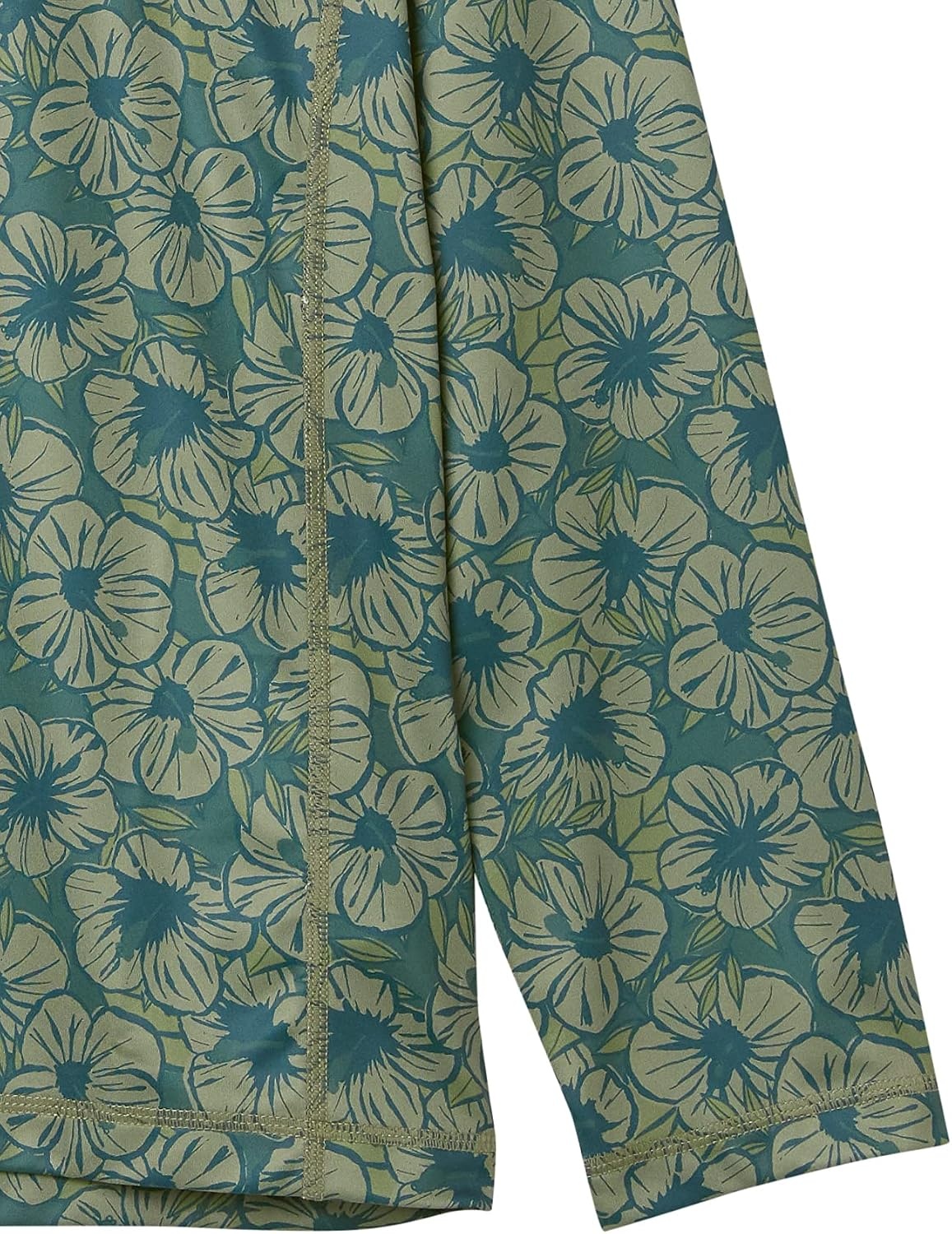 image:imageAmazon Essentials Mens LongSleeve QuickDry UPF 50 Swim TeeOlive Hibiscus