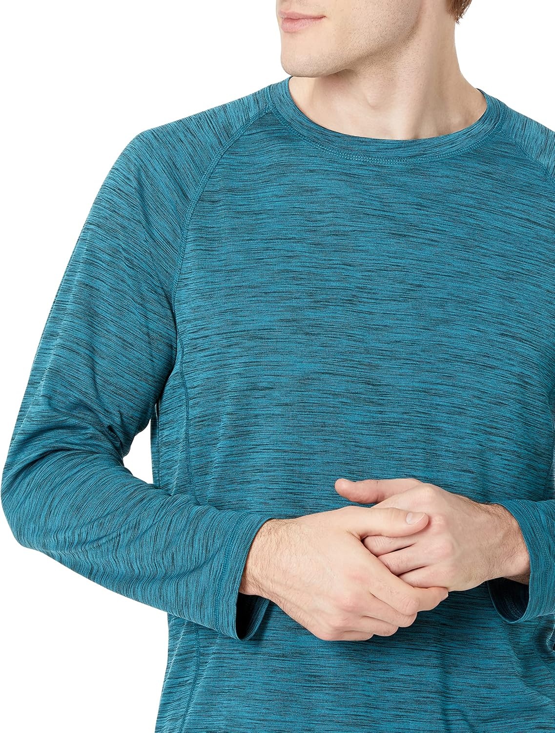 image:imageAmazon Essentials Mens LongSleeve QuickDry UPF 50 Swim TeeTeal Heather