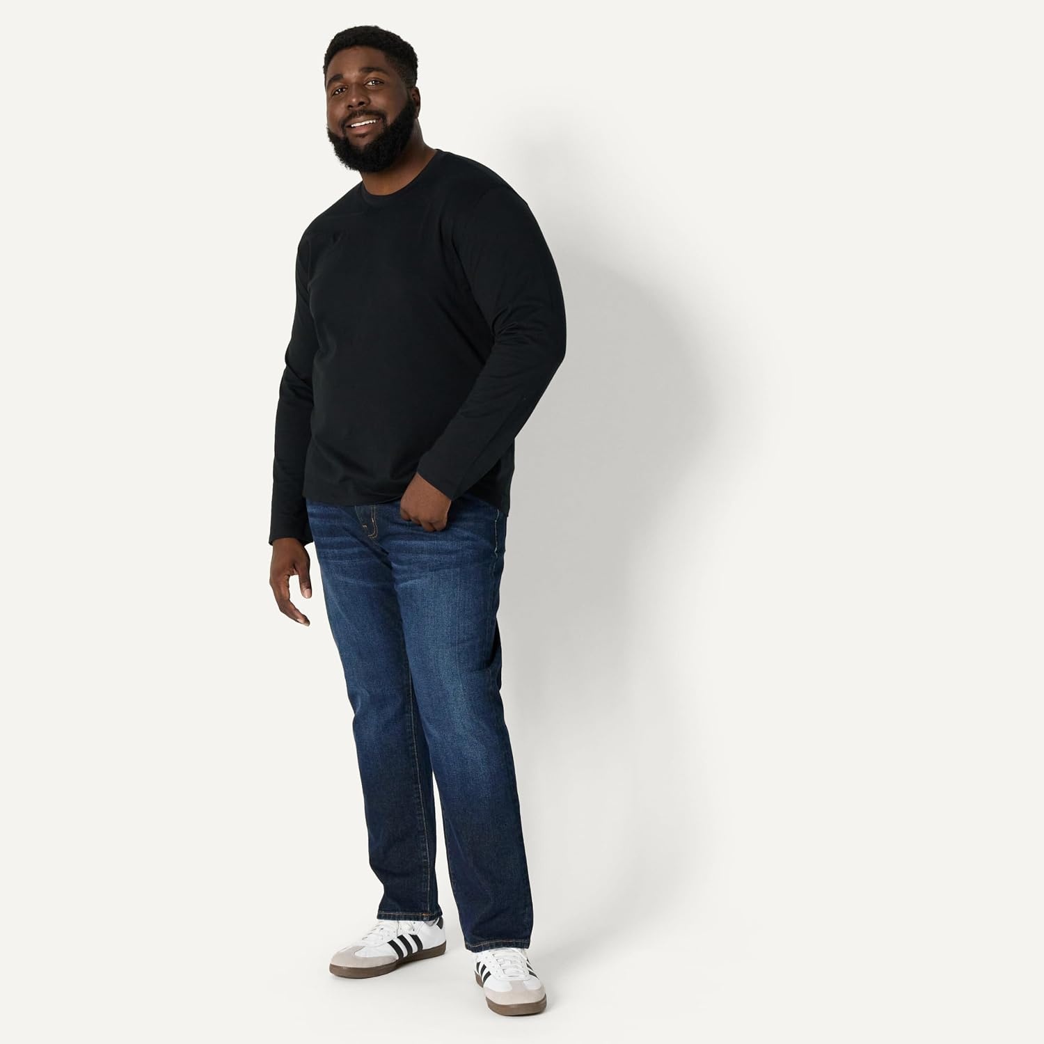 image:imageAmazon Essentials Mens Relaxed Fit Long Sleeve TShirtBlack