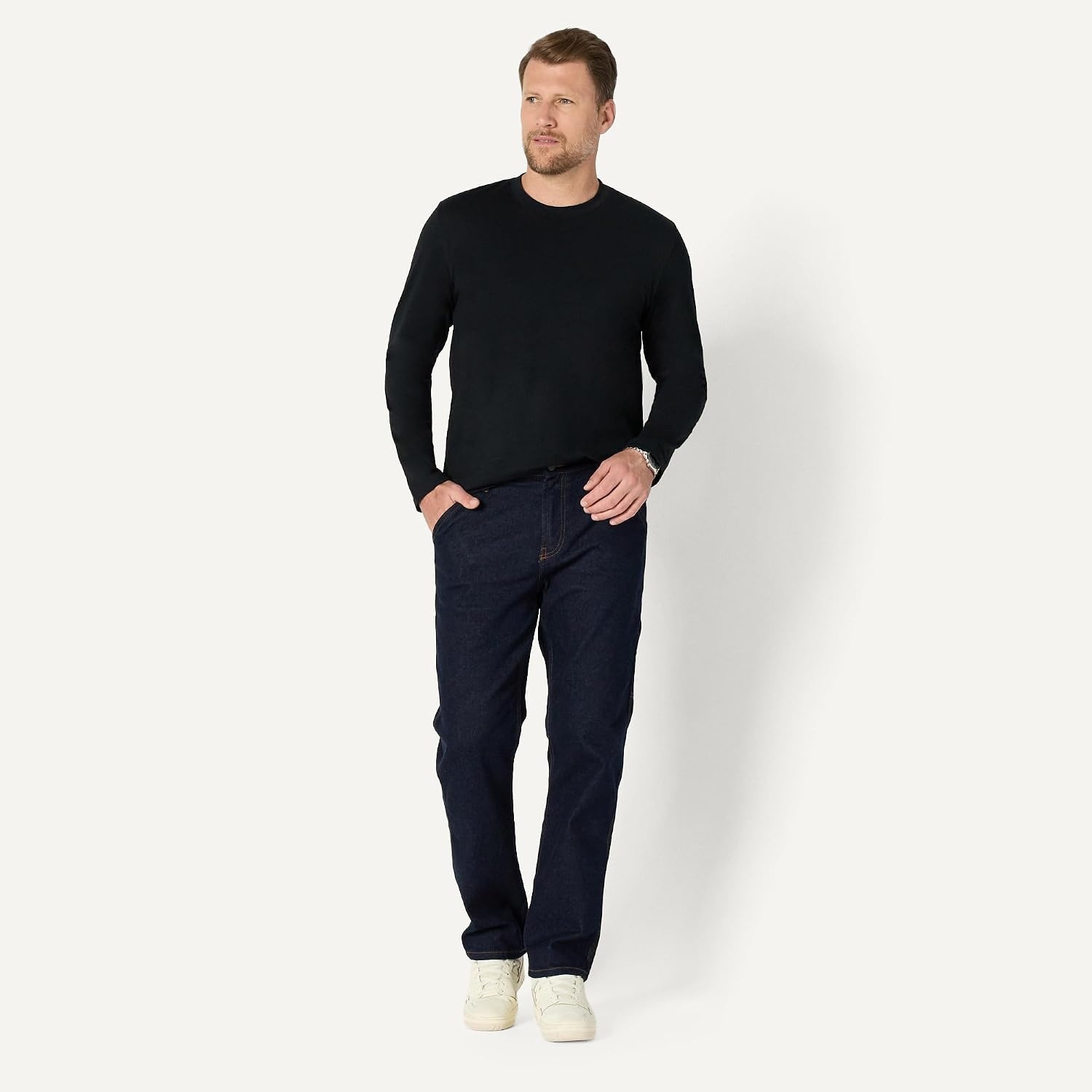 image:imageAmazon Essentials Mens Relaxed Fit Long Sleeve TShirtBlack