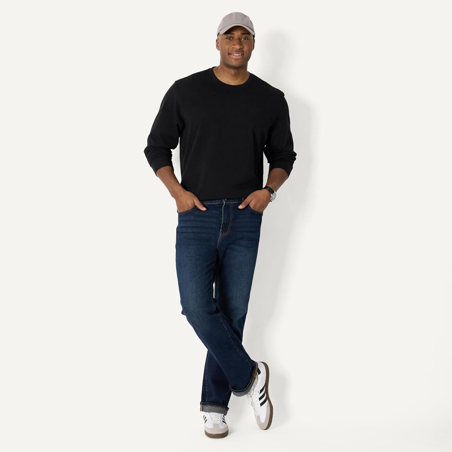 image:imageAmazon Essentials Mens Relaxed Fit Long Sleeve TShirtBlack