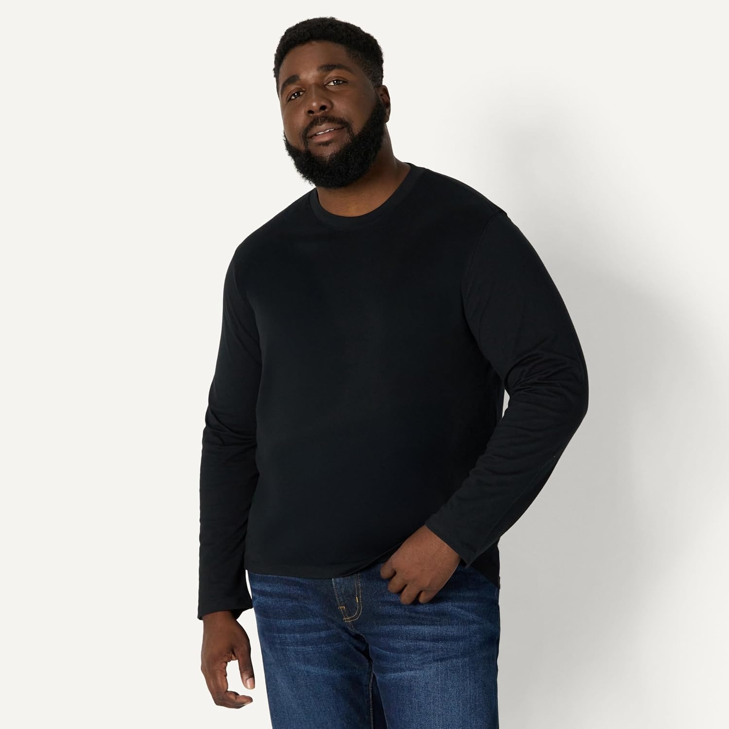 image:imageAmazon Essentials Mens Relaxed Fit Long Sleeve TShirtBlack