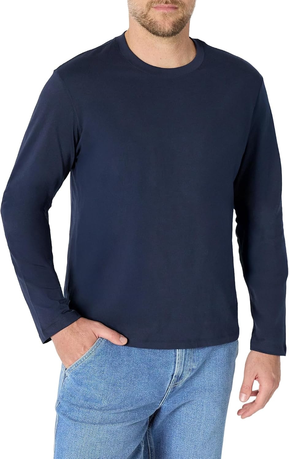 image:imageAmazon Essentials Mens Relaxed Fit Long Sleeve TShirtNavy