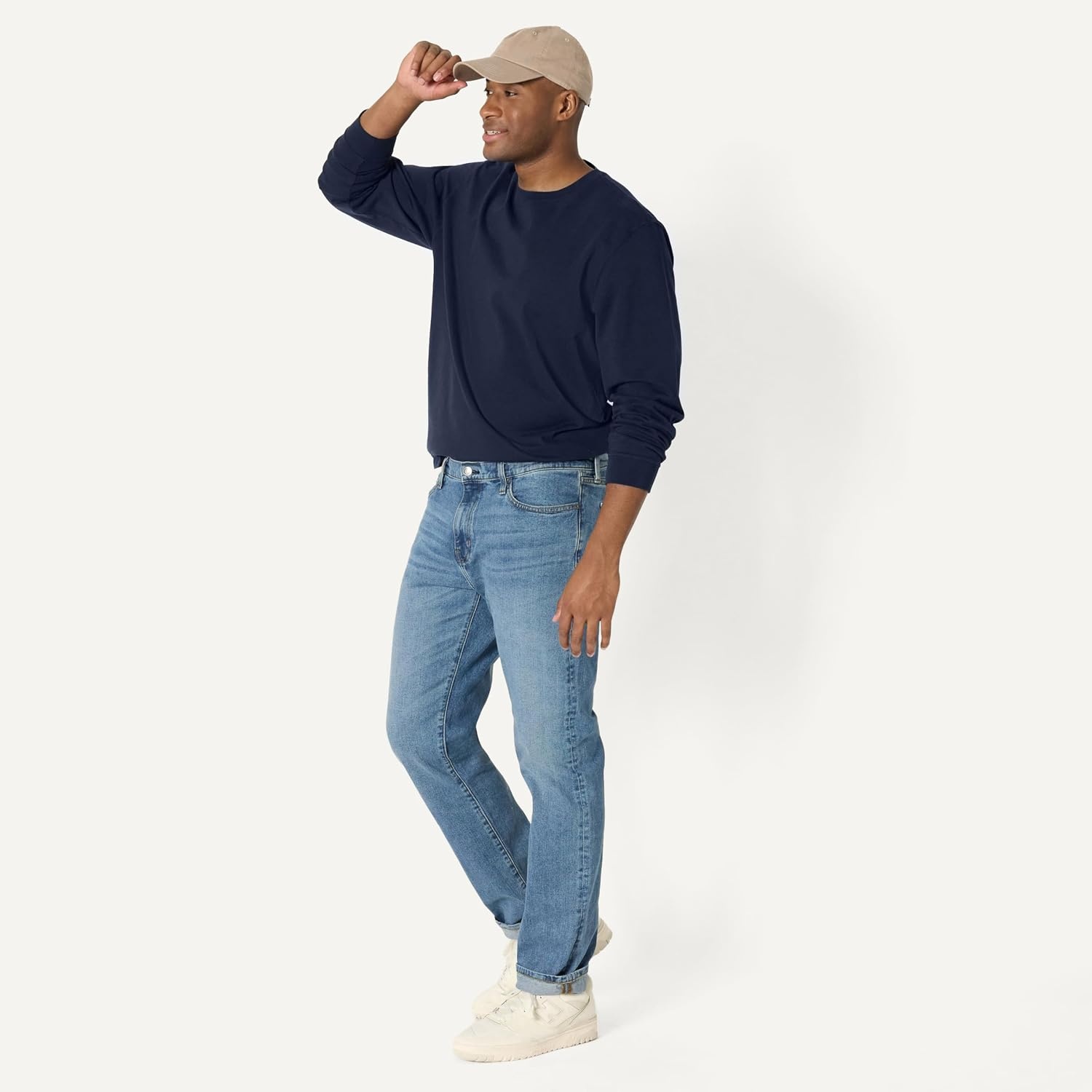 image:imageAmazon Essentials Mens Relaxed Fit Long Sleeve TShirtNavy