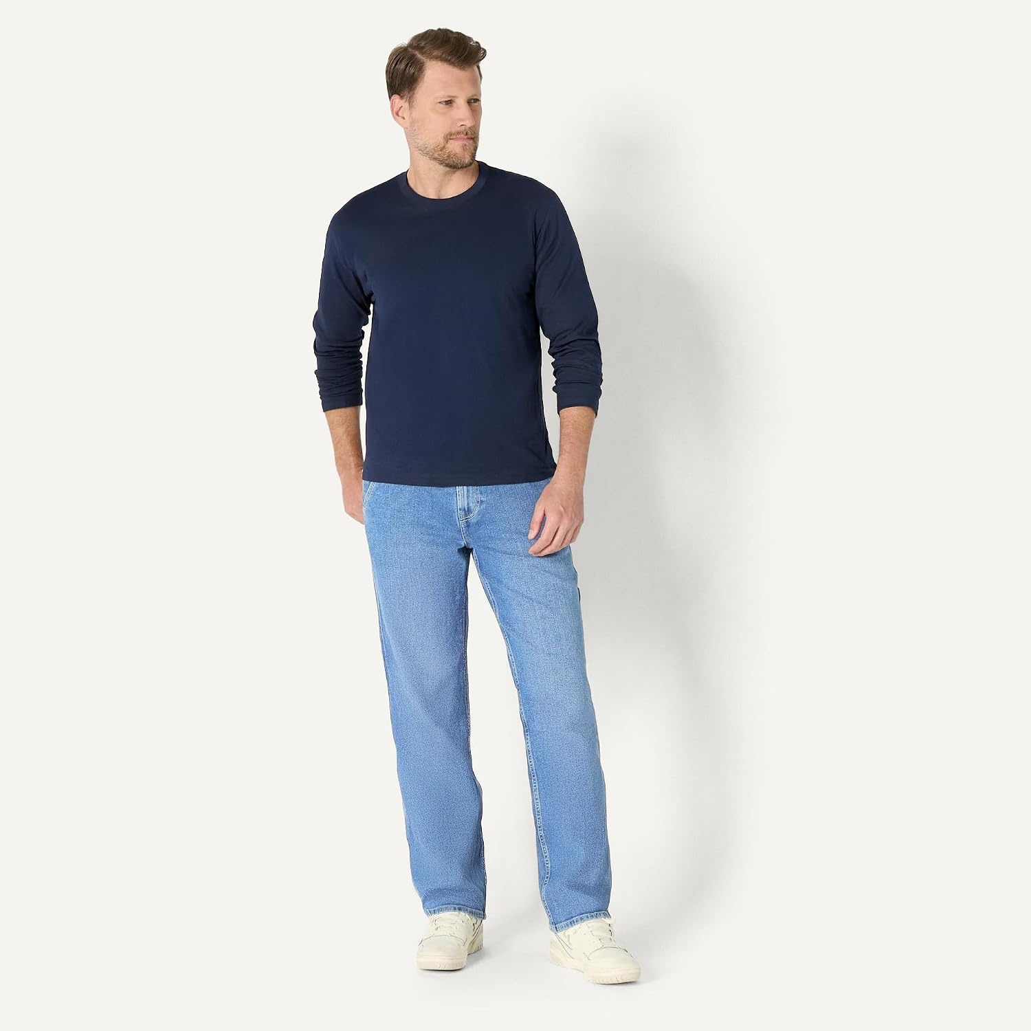 image:imageAmazon Essentials Mens Relaxed Fit Long Sleeve TShirtNavy