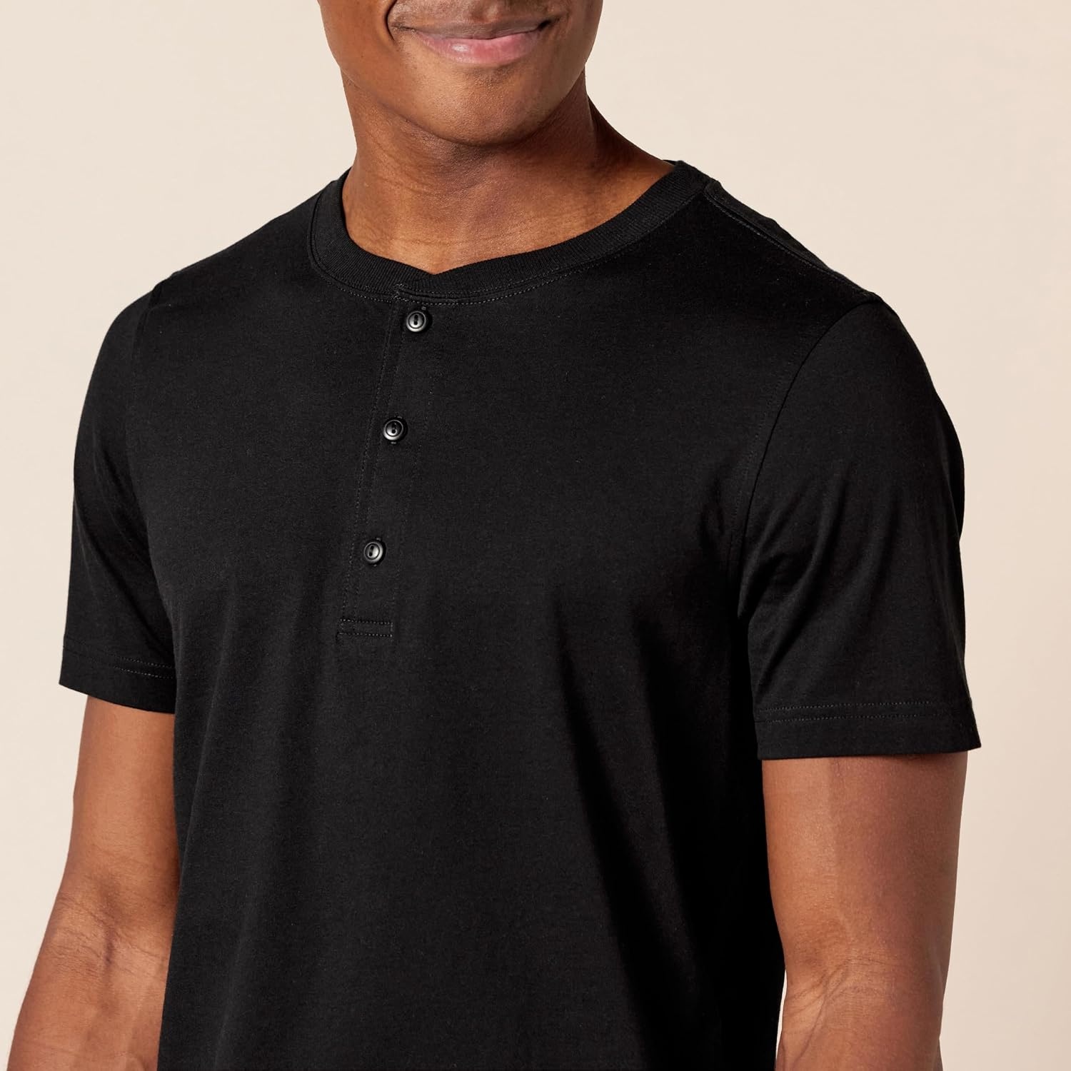 image:imageAmazon Essentials Mens ShortSleeve Cotton Henley TShirtBlack