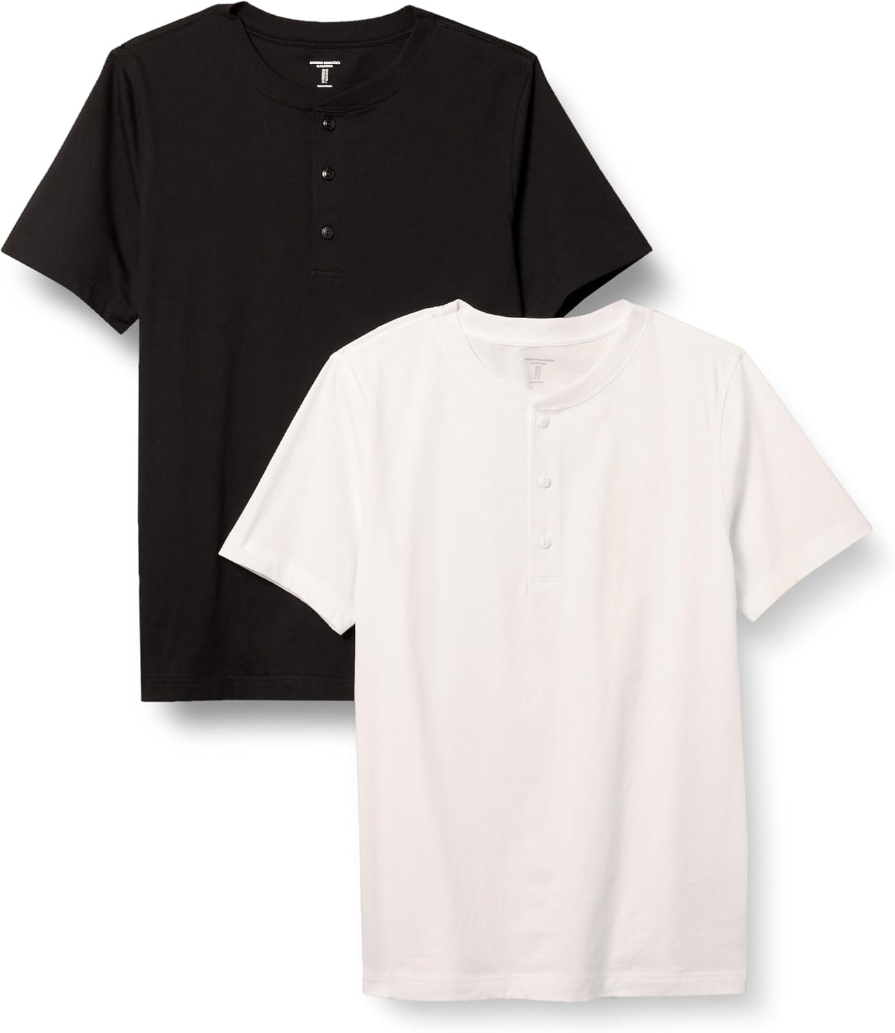 image:imageAmazon Essentials Mens ShortSleeve Cotton Henley TShirtBlackWhite