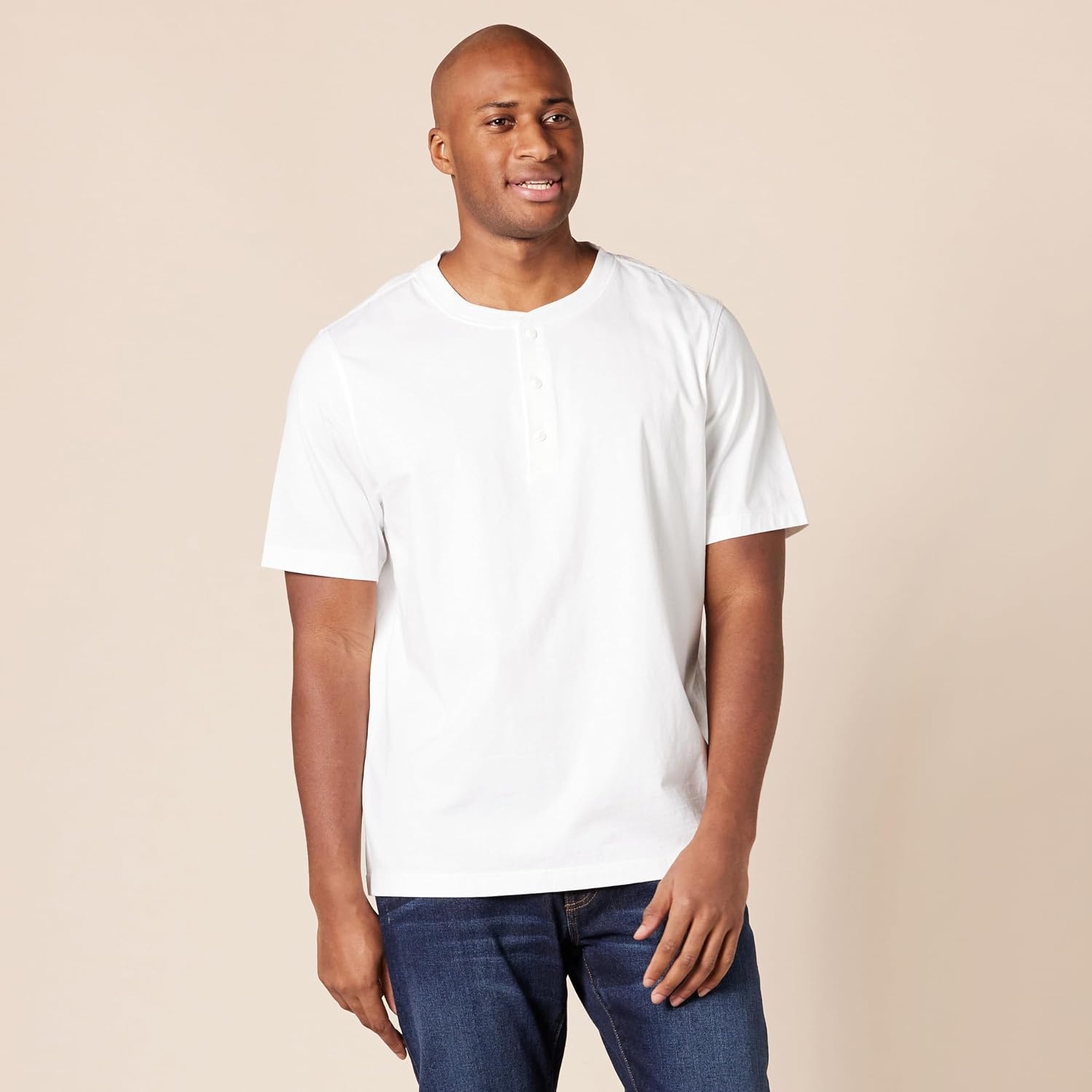 image:imageAmazon Essentials Mens ShortSleeve Cotton Henley TShirtWhite