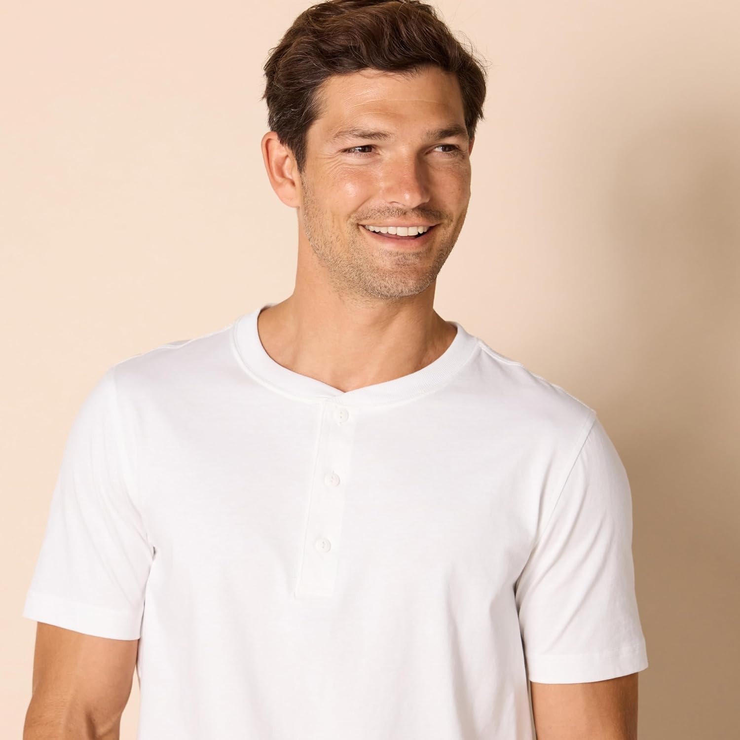 image:imageAmazon Essentials Mens ShortSleeve Cotton Henley TShirtWhite