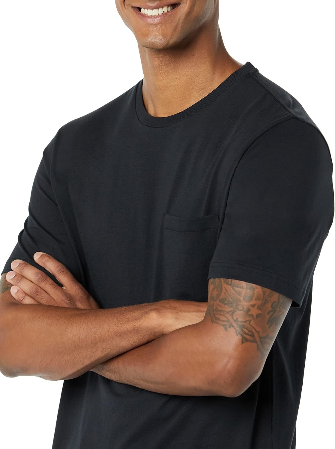 image:imageAmazon Essentials Mens ShortSleeve Crewneck Pocket TShirtsBlackBlack