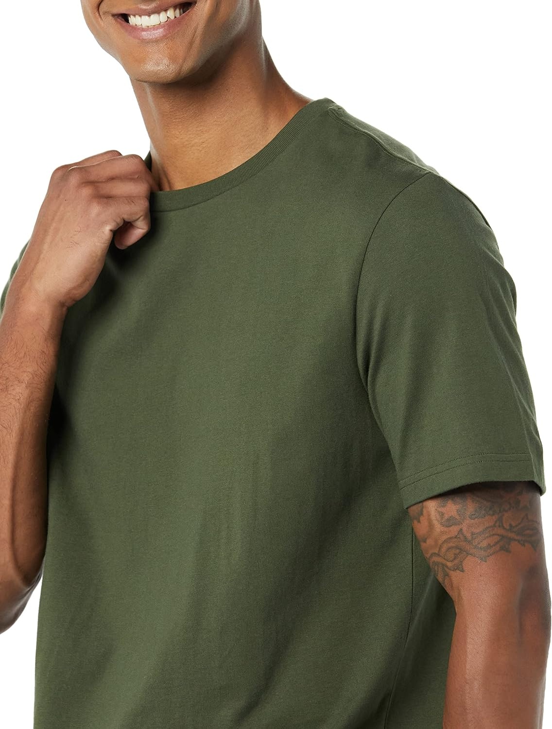 image:imageAmazon Essentials Mens ShortSleeve Crewneck Pocket TShirtsBlackOlive