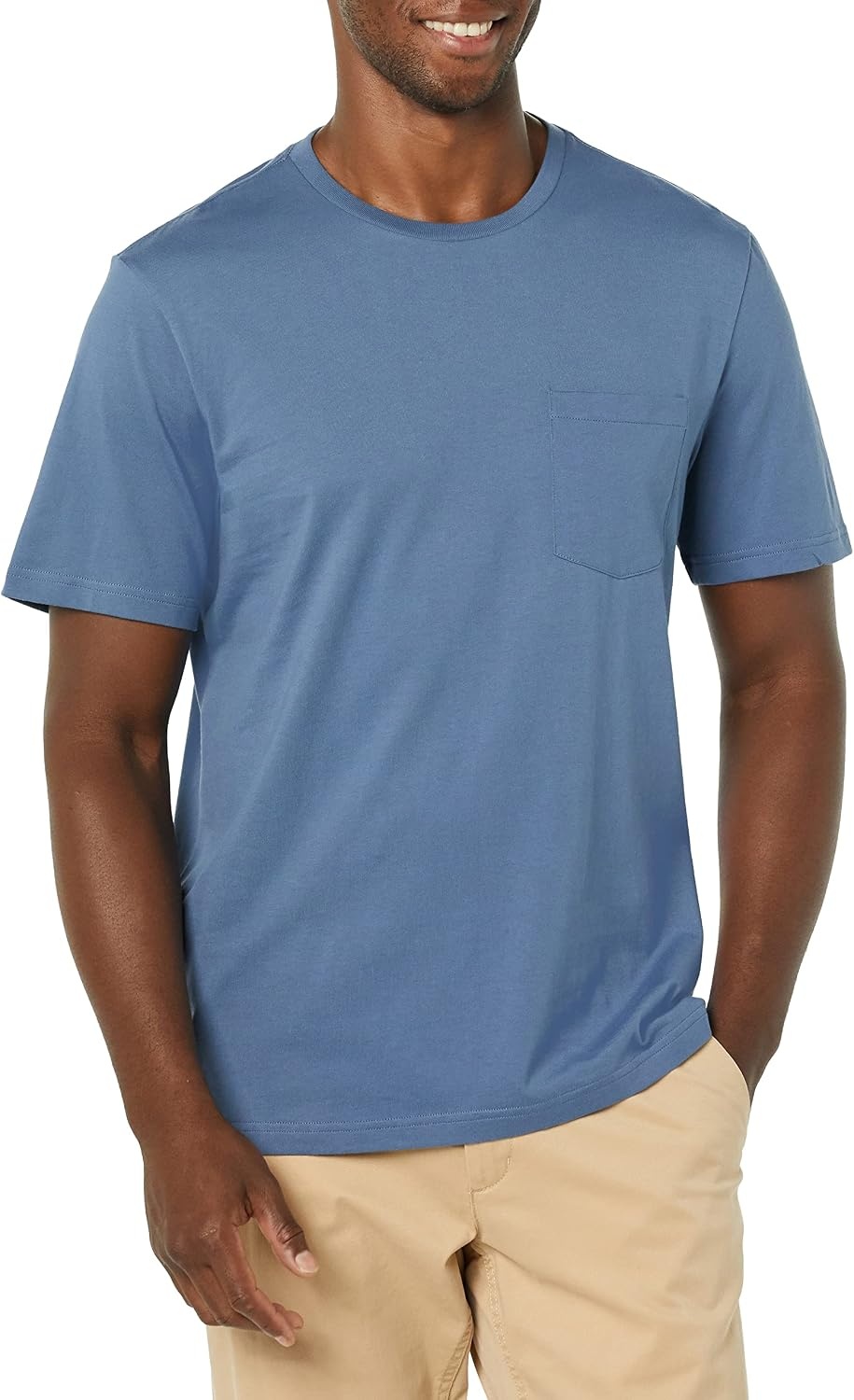 image:imageAmazon Essentials Mens ShortSleeve Crewneck Pocket TShirtsNavyDark Blue