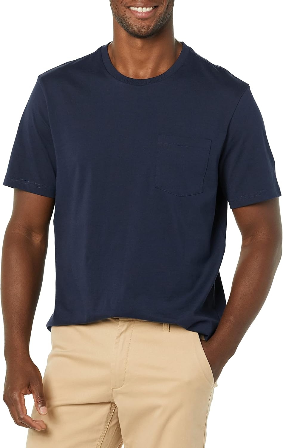 image:imageAmazon Essentials Mens ShortSleeve Crewneck Pocket TShirtsNavyGreen