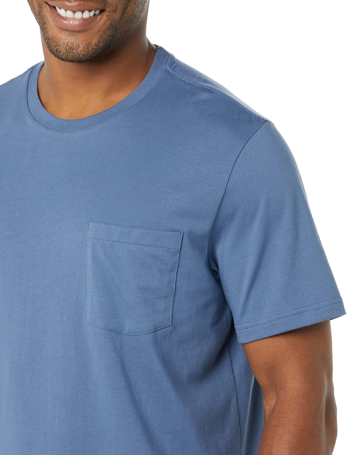 image:imageAmazon Essentials Mens ShortSleeve Crewneck Pocket TShirtsWashed BlueLavender