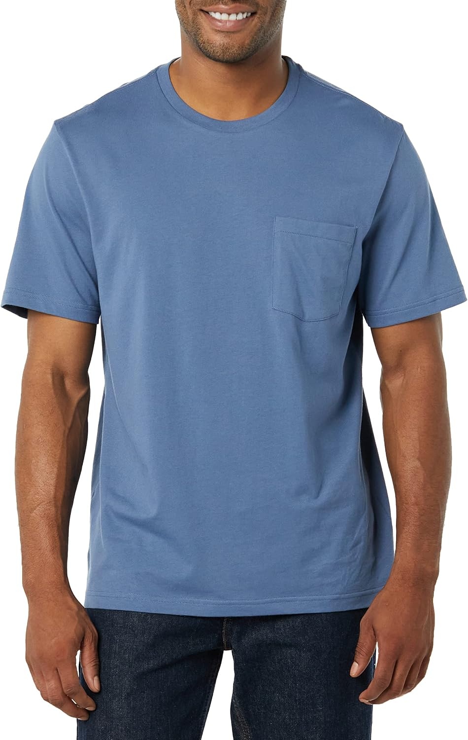 image:imageAmazon Essentials Mens ShortSleeve Crewneck Pocket TShirtsWashed BlueLavender