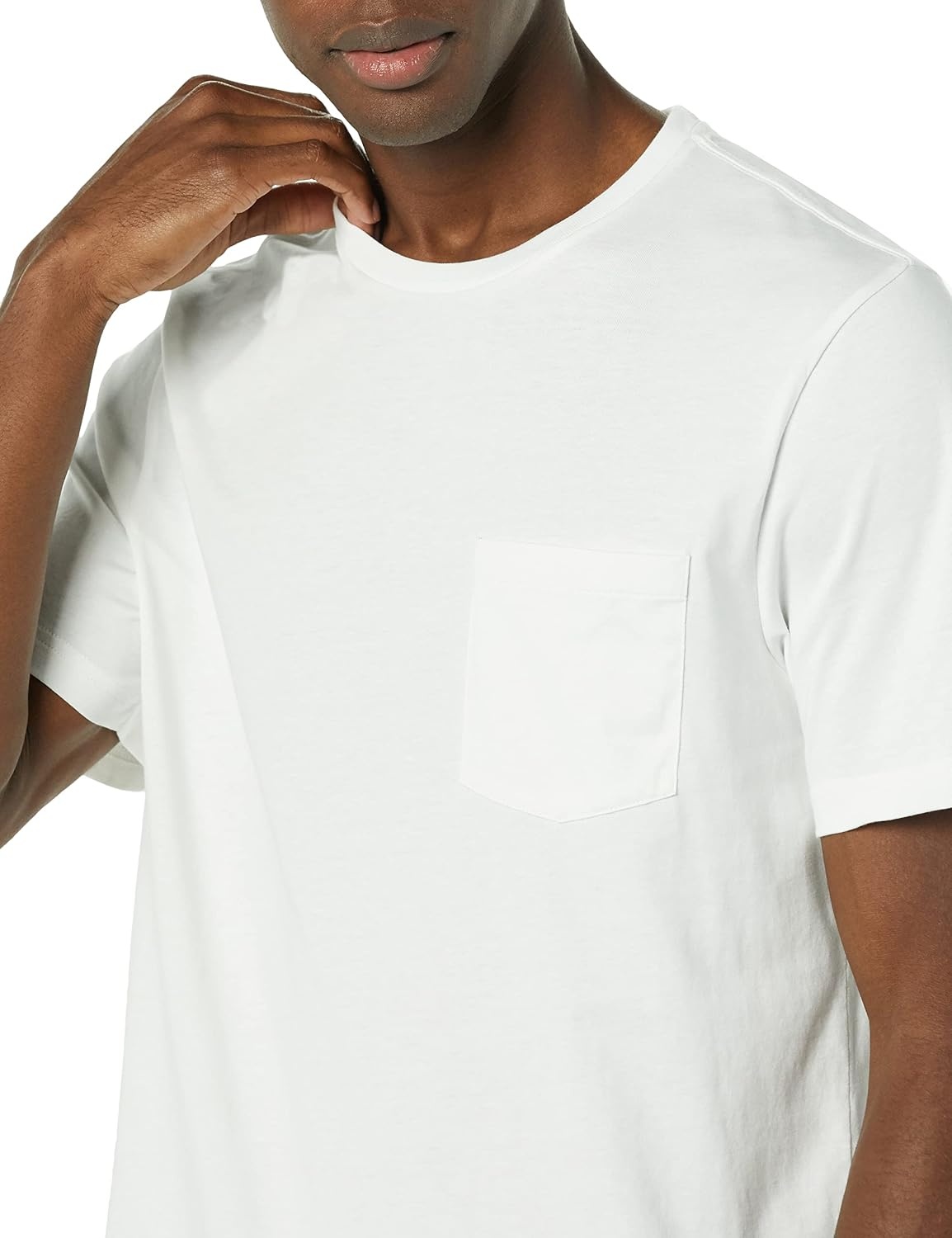 image:imageAmazon Essentials Mens ShortSleeve Crewneck Pocket TShirtsWhiteWhite