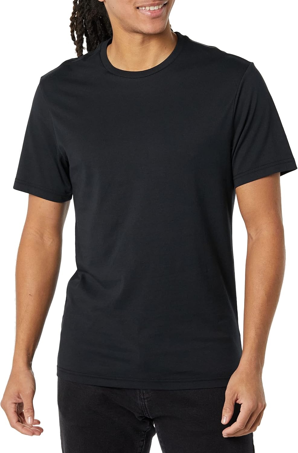 image:imageAmazon Essentials Mens SlimFit Crewneck Short Sleeve Cotton TShirtsBlack Camo Print