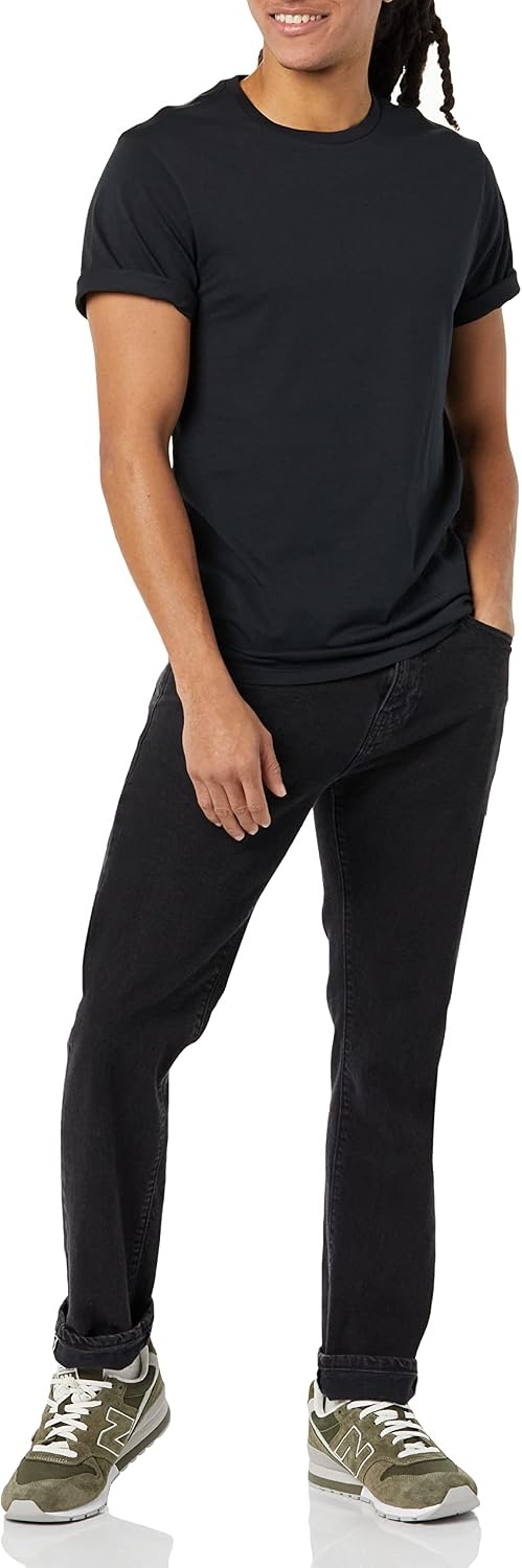 image:imageAmazon Essentials Mens SlimFit Crewneck Short Sleeve Cotton TShirtsBlack Camo Print