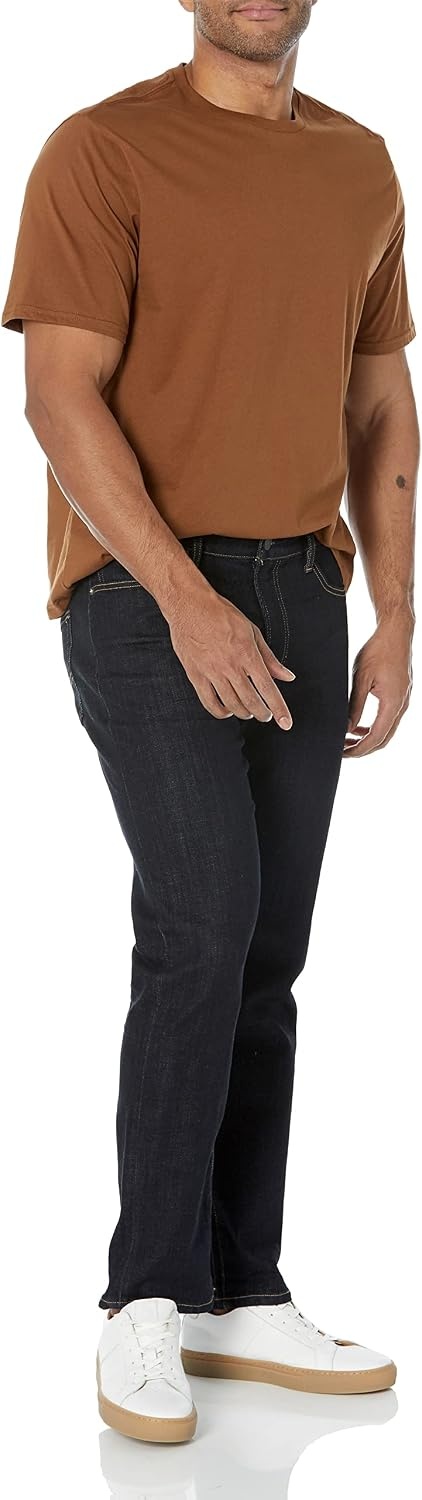 image:imageAmazon Essentials Mens SlimFit Crewneck Short Sleeve Cotton TShirtsBlackBrown