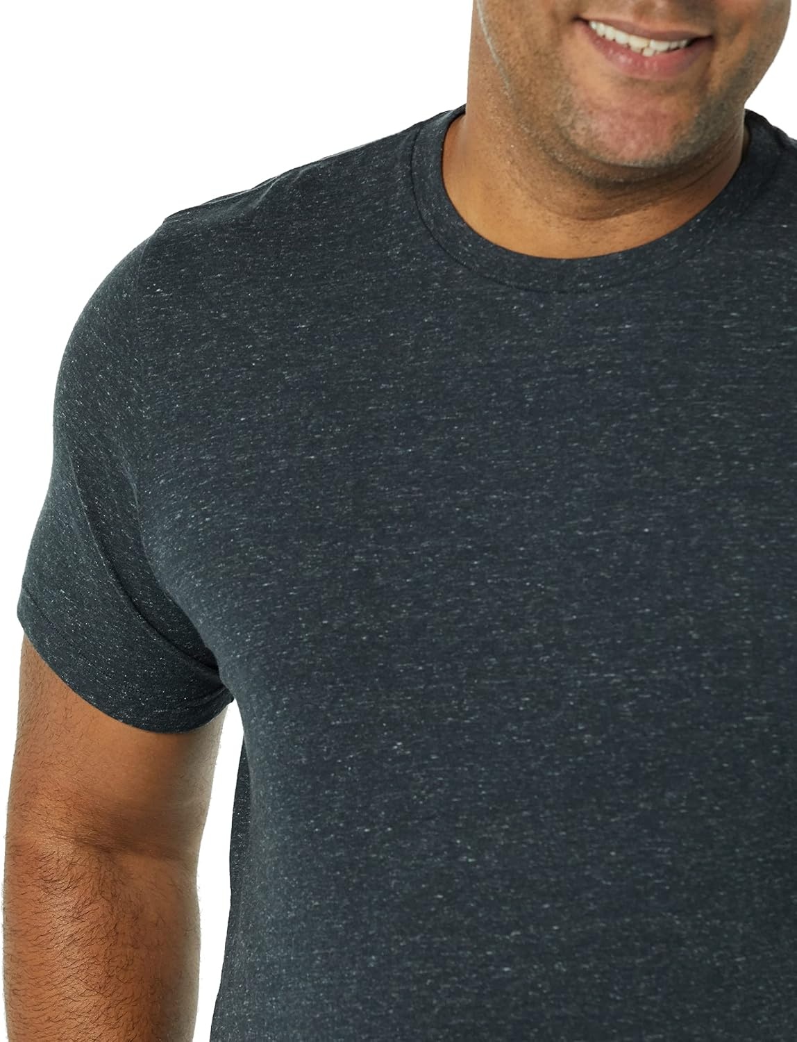 image:imageAmazon Essentials Mens SlimFit Crewneck Short Sleeve Cotton TShirtsBlackCharcoal Heather